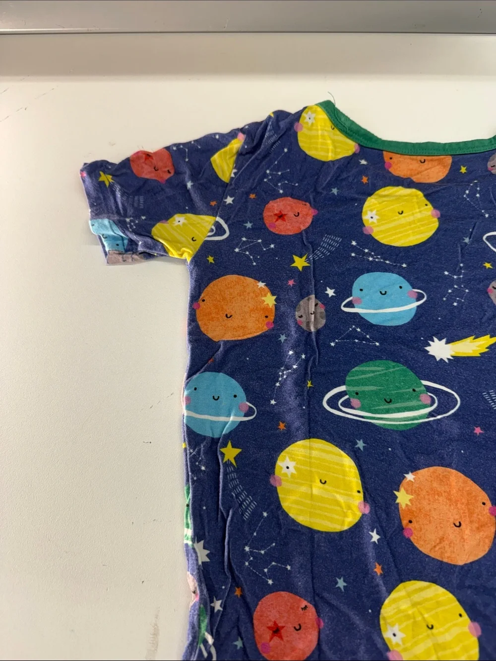 Little Sleepies Navy Space Planet Pajama Set with Green Trim